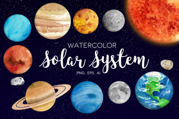 Download Watercolor Solar System Clipart - Color Collection