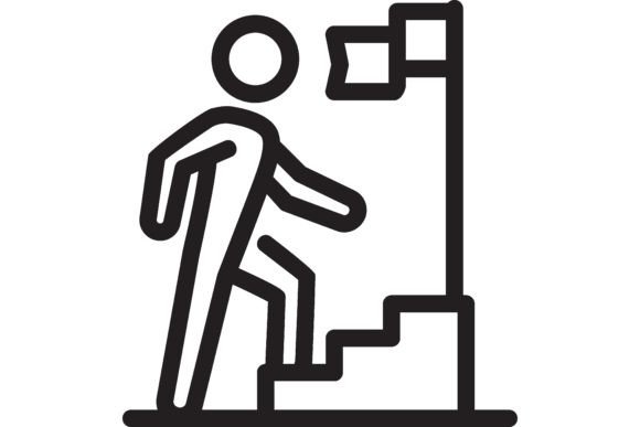 Download Businessman Running Up Stairway to Flag - Premium Resources
