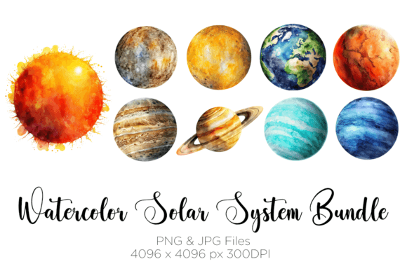 Download Watercolor Solar System Bundle - Color Collection