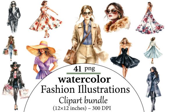 Download Watercolor Fashion Illustrations - Color Collection