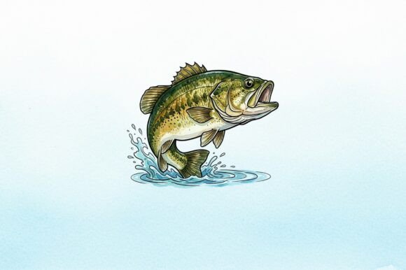 Download Bass Fish Jumping Watercolor Art - Color Collection