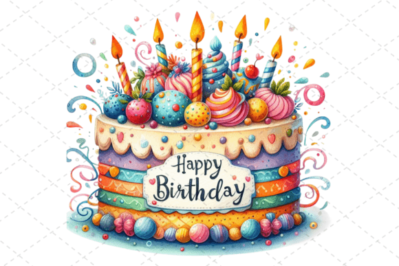 Download Watercolor Birthday Cake Clipart - Color Collection