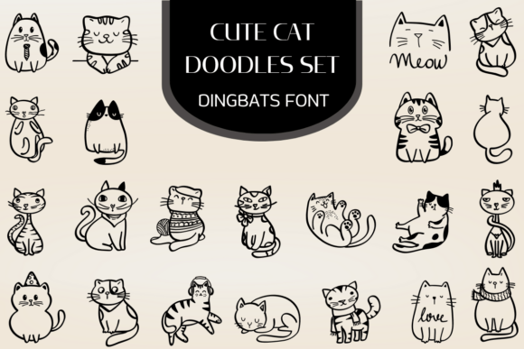 Download Cute Cat Doodles Set - Cat Collection