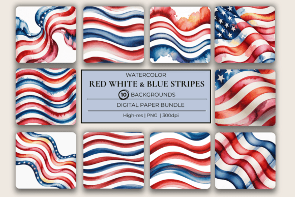 Download USA Watercolor Stripes Red White &amp; Blue - Color Collection