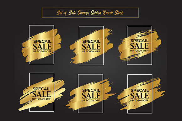 Download Sale Grunge Watercolor Golden Brush Set - Color Collection