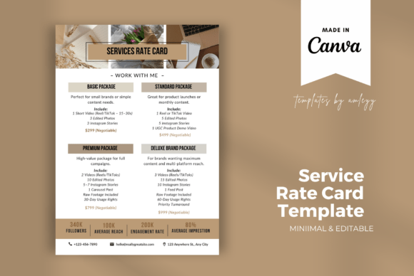 Download Influencer Service Rate Card Template - Service Collection