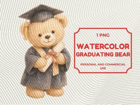 Download Watercolor Graduate Bear Diploma PNG - Color Collection